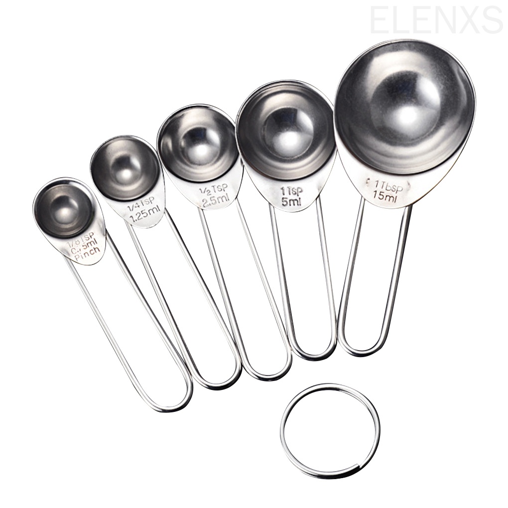 Set 5 muỗng đo lường bằng thép không gỉ có thể xếp chồng lên nhau