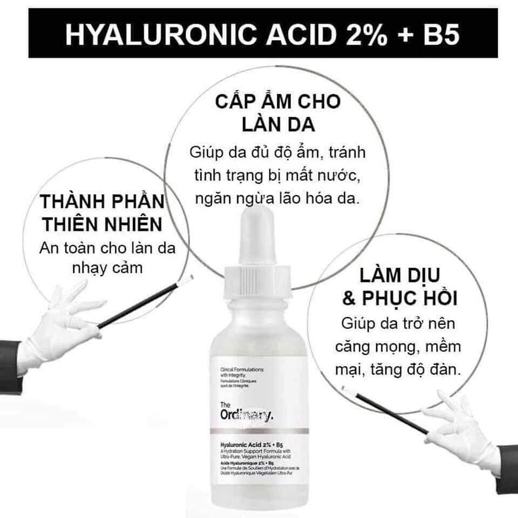 (Hàng Auth, có bill ) Serum cấp nước The Ordinary Hyaluronic Acid 2% + B5 60ml