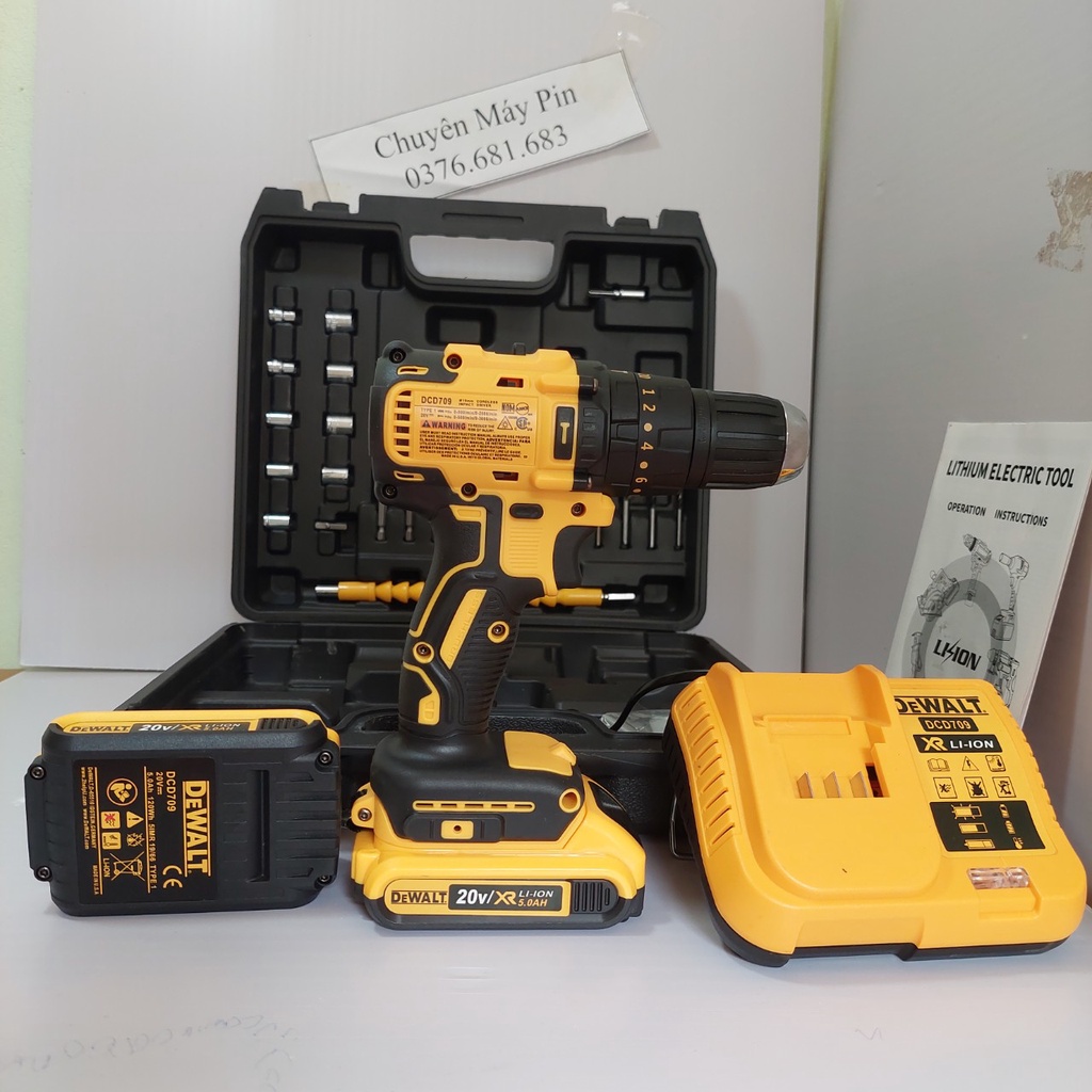 Máy khoan pin Dewa.lt 20v, khoan pin không chổi than, máy khoan cầm tay kèm 24 phụ kiện, bảo hành 12 tháng, hàng loại 1