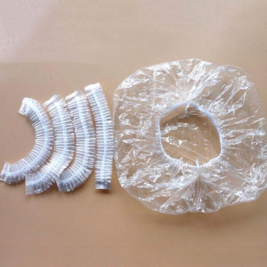 Bath Cap 100pcs Disposable Transparent Waterproof PE Plastic Shower Cap