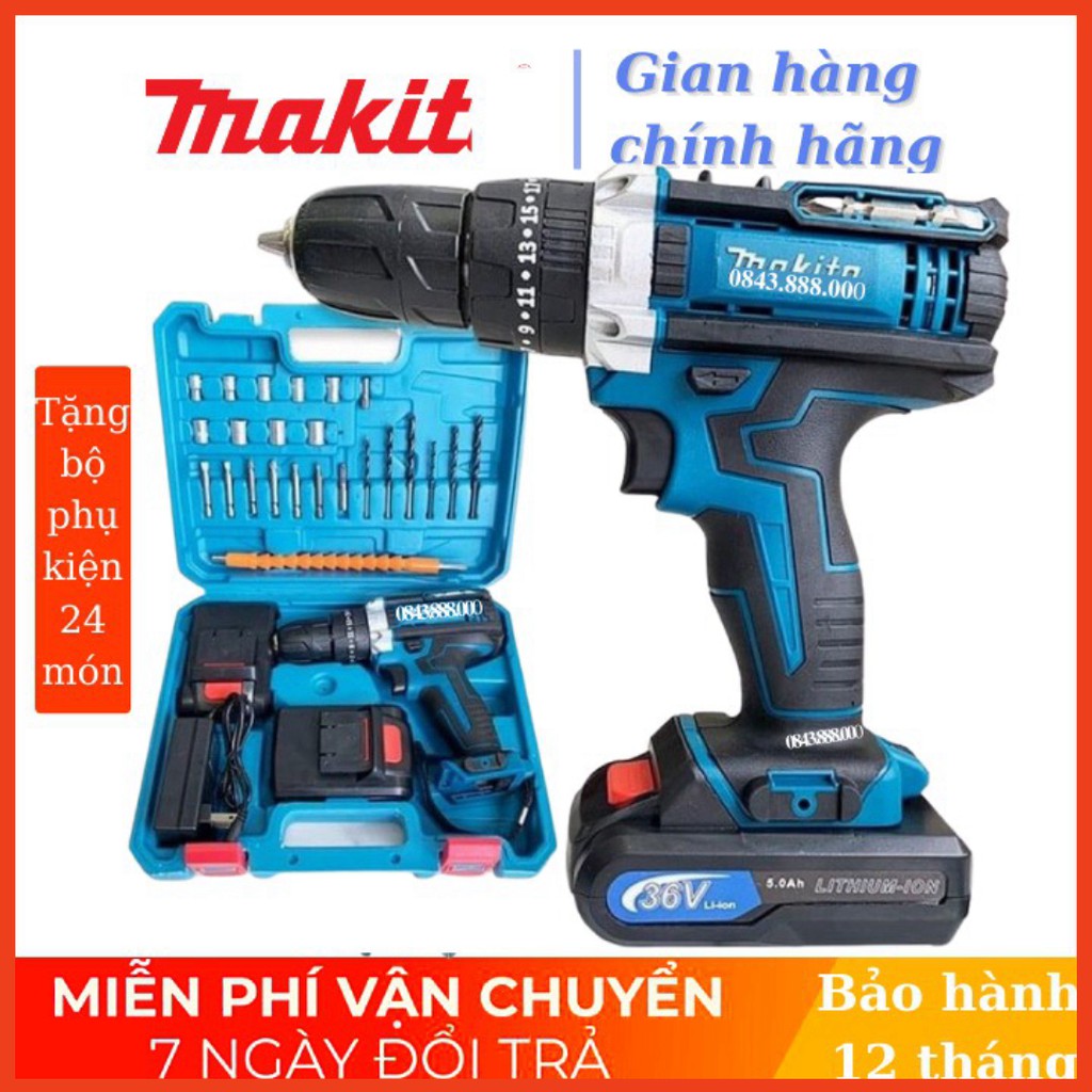 Máy khoan pin, bắt vít MKT 36v ( pin xám 1800mah) ⚡️ 3 chức năng ⚡️ có cân bằng thủy lực ⚡️Tặng bộ phụ kiện