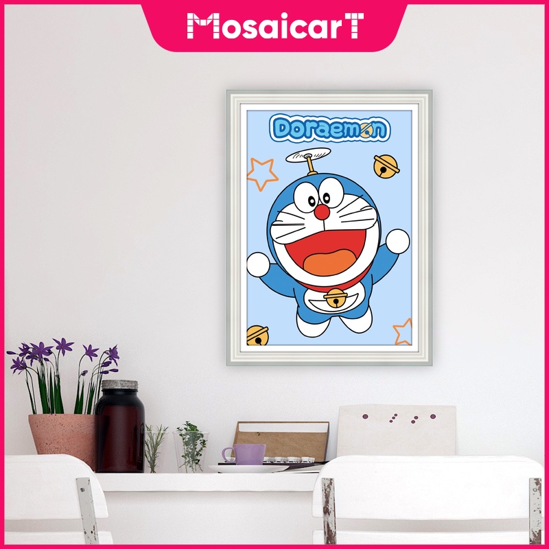 Bộ Tranh Đính Đá 5D Tự Làm 30x40cm / 40x50cm Hình Doraemon Trang Trí Nhà Cửa