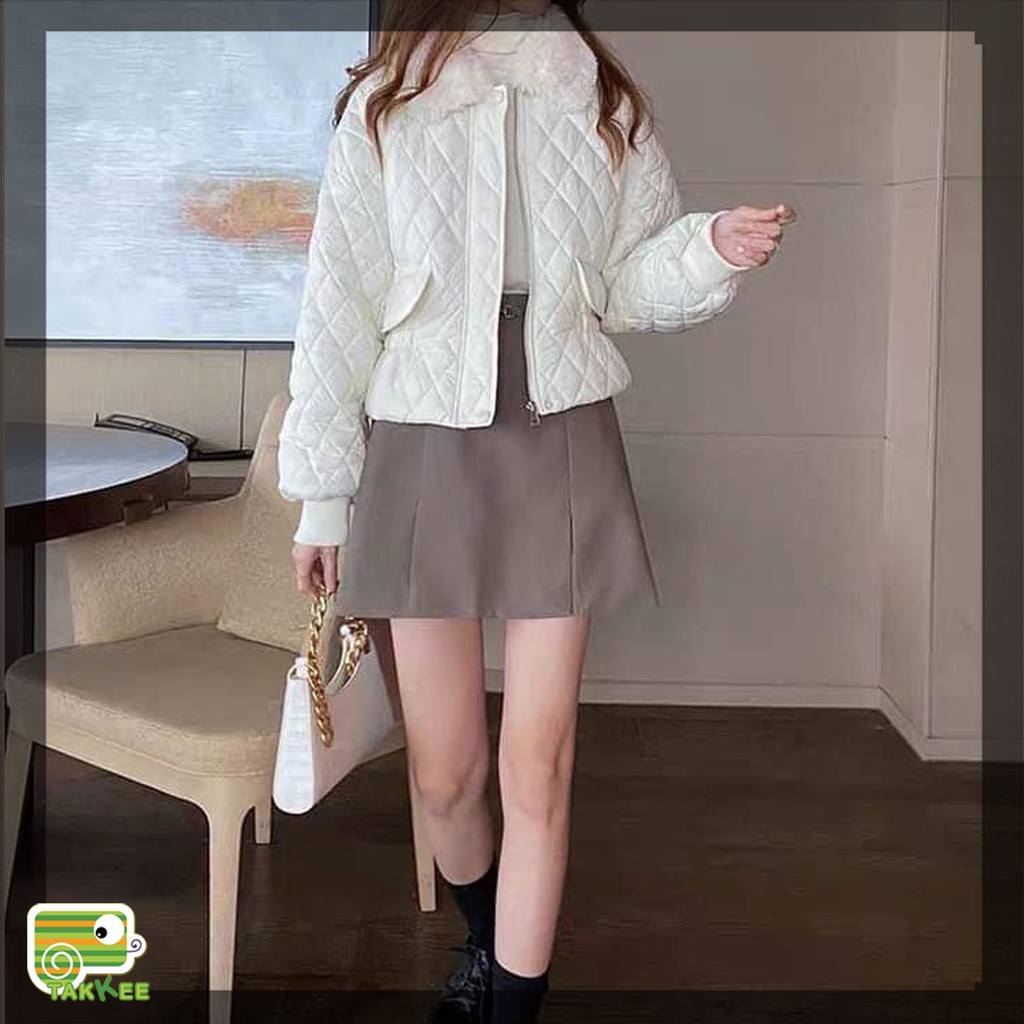 Áo Phao Nữ Trần Quả Trám Rút Dây Eo Siêu Xinh