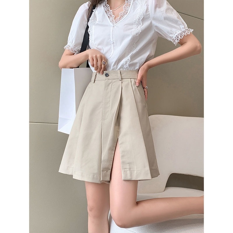 Quần ngắn ống rộng Xếp Ly Thời Trang Mùa Hè Hàn Quốc Mới Cho Nữ