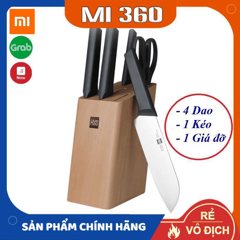 ⚡Hàng Cao Cấp⚡ Bộ Dao Làm Bếp 6 Món Xiaomi HUOHOU Bằng Thép Không Gỉ✅ Gồm 4 dao, 1 kéo, 1 giá đỡ dao