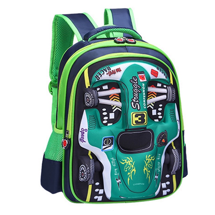 Balo học sinh, Bé Trai Hình OTO 3D size 38cm cho bé học lớp 1 kích thước nhỏ gọn BALO-508