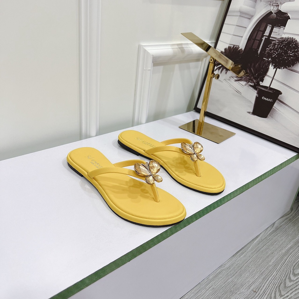 Dép kẹp xỏ ngón nữ bản dây nơ đính ngọc xoàn đá đủ màu hàng cao cấp - Chị Chảnh Store