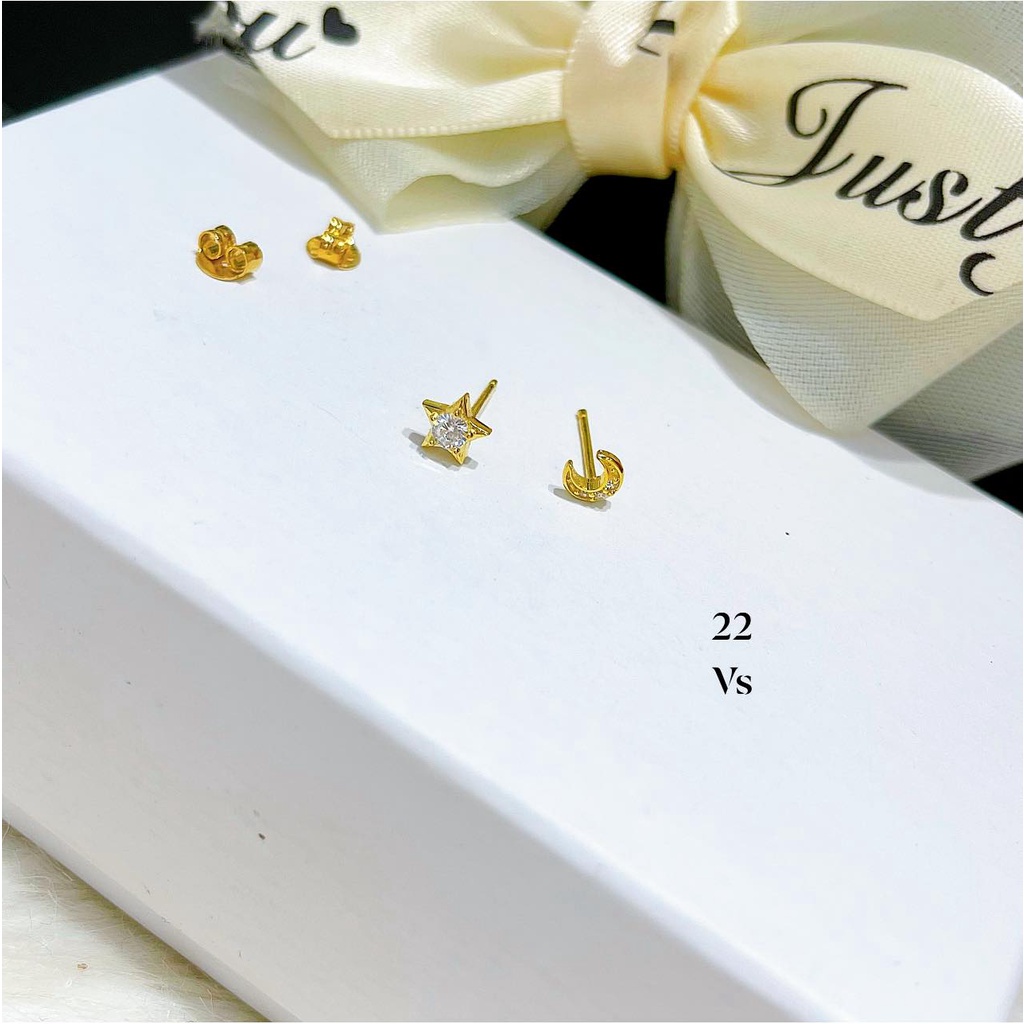 Bông tai khuyên nụ ngôi sao vàng nam đeo cá tính nữ đeo dễ thương,phụ kiện trang sức MS023,Vàng bac an chi