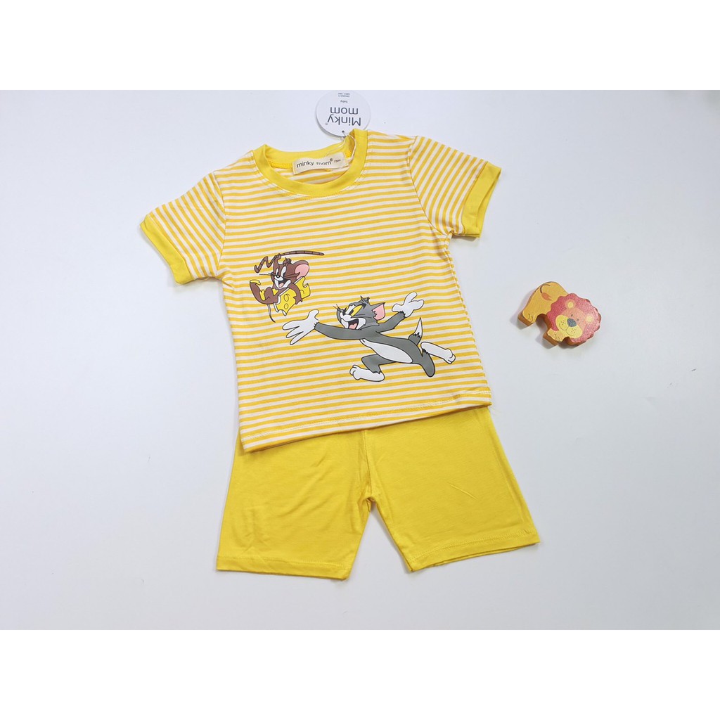 Quần Áo Trẻ Em - Bộ Cộc Tay Hàng Minky Mom In Hình Hoạ Tiết Sọc Micky 5-19kg