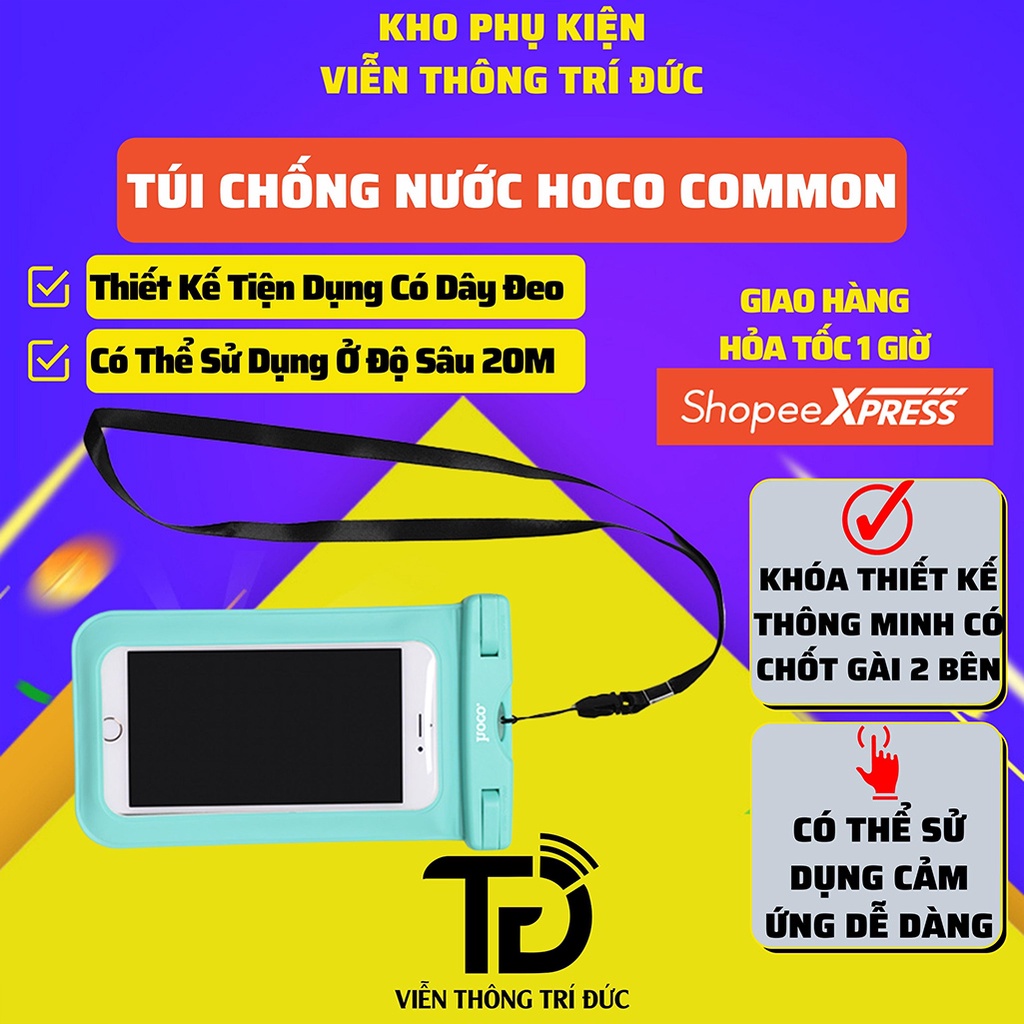 ☔️CAO CẤP☔️ Túi Chống Nước Cho Điện Thoại Chính Hãng Hoco COMMON Chất Liệu TPU+ABS Chuyên Dụng Đi Mưa-Đi Bơi Độ Sâu 20m