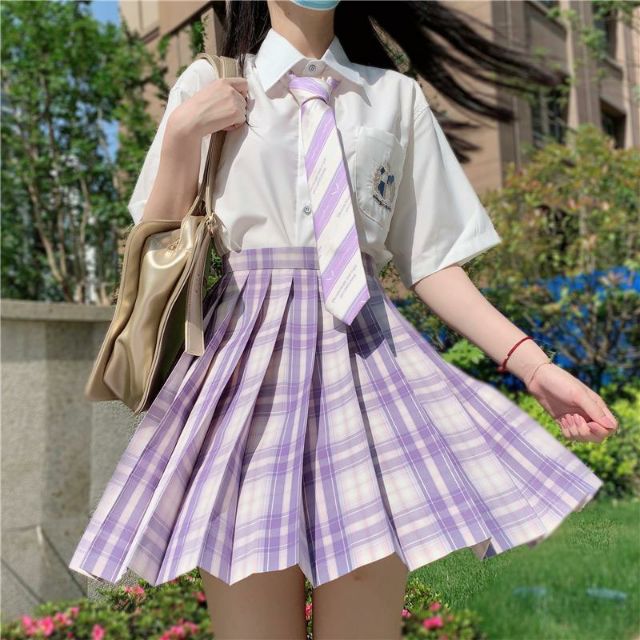 Có ảnh thật  - Set đồ xanh lá, đen, trắng cổ thuỷ thủ cà vạt -Seifuku xinh