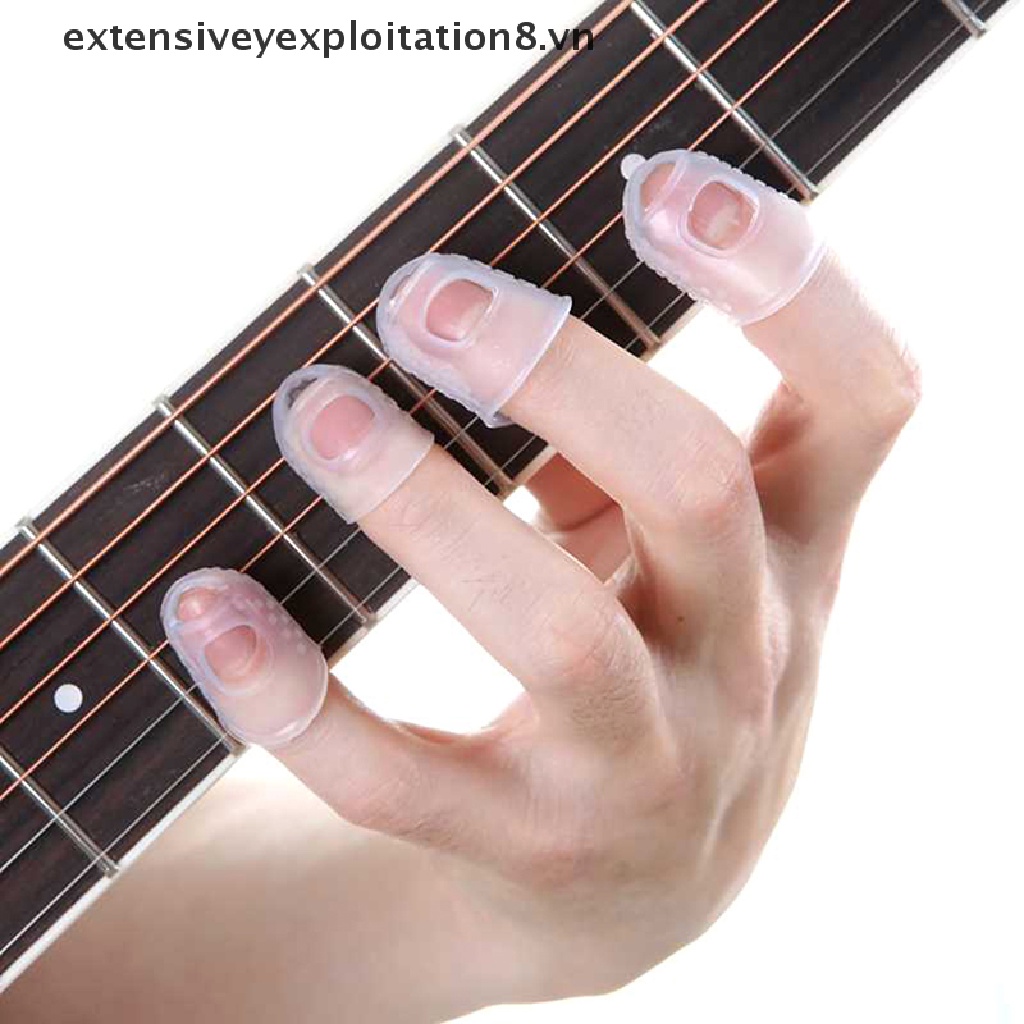 Bộ 4 Miếng silicone Bọc Đầu Ngón Tay Chơi Đàn guitar bass ukulele