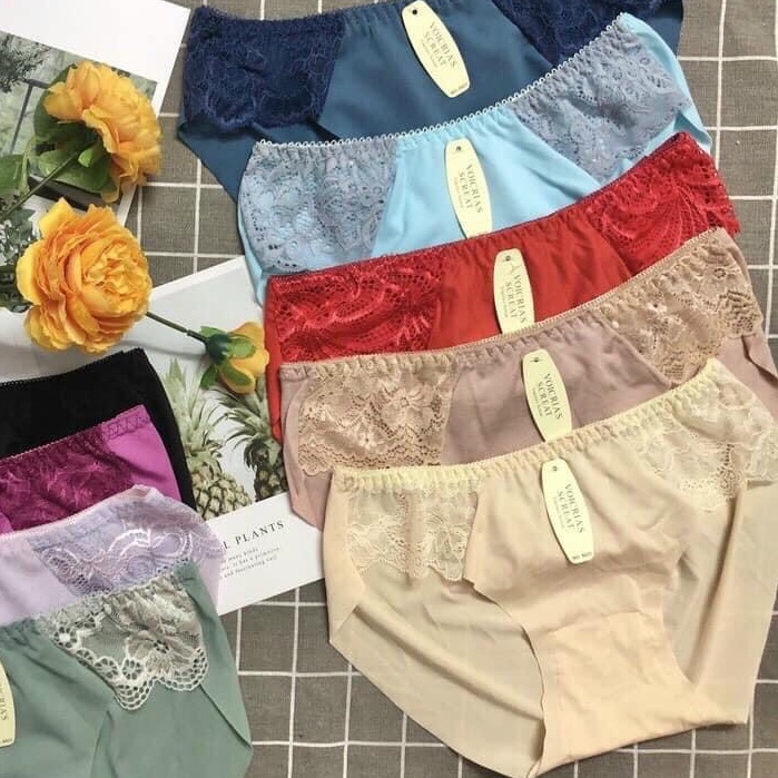 Quần lót nữ pha ren hoa thun lạnh KIMCHIBIKINI đồ chíp su nữ thiết kế mềm mại thoáng mát xinh đẹp QL159