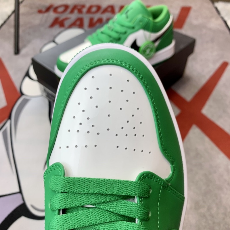 Giày thể thao cổ thấp sneaker jordan 1 low pine green hàng SC da bóng