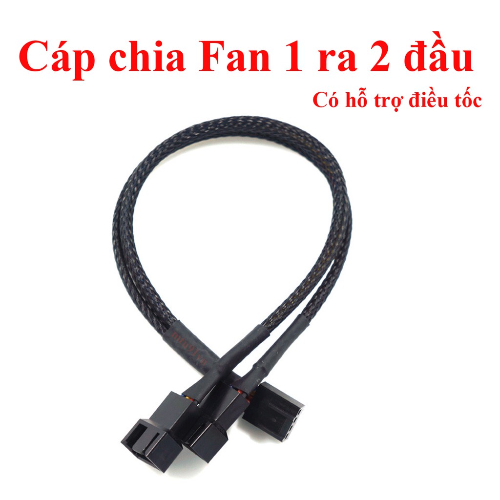 Dây chia Fan bọc lưới - có hỗ trợ PWM (điều tốc fan)