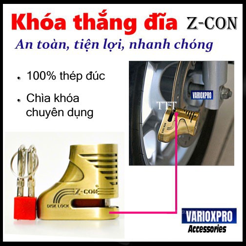 Khóa thắng đĩa xe máy Z-CON hàng cao cấp Đài Loan chống trộm tuyệt đối