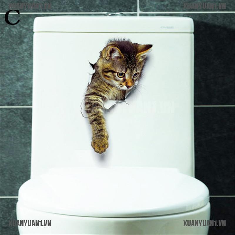 [XUANYUAN1] Sticker Dán Tường Phòng Khách / Ngủ / Toilet Hình Mèo Dễ Thương