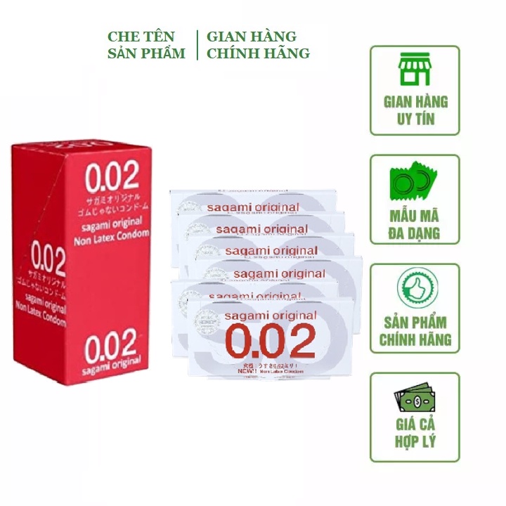 Hộp Bao Cao Su Siêu mỏng cao cấp Sagami 0.02 Original - 12 chiếc - Nhật Bản