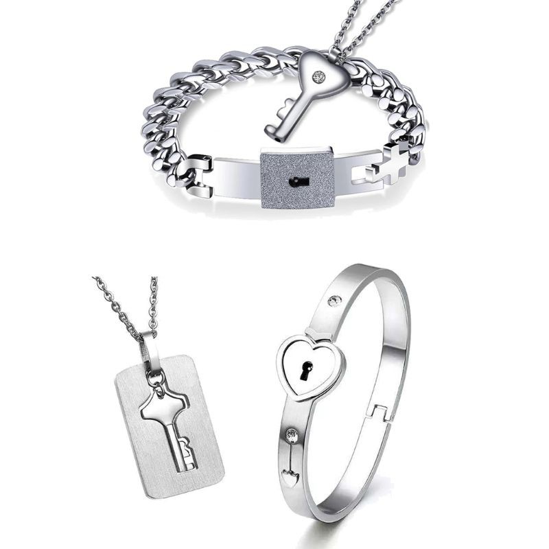 Bộ Dây Chuyền + Vòng Tay Hình Mảnh Ghép 10ms Cho Cặp Đôi