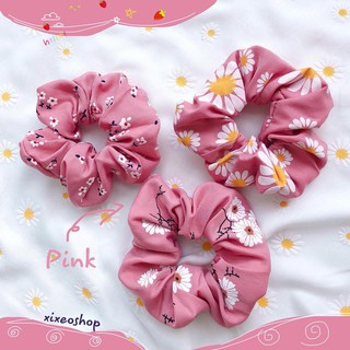Chun buộc tóc vải scrunchies hồng