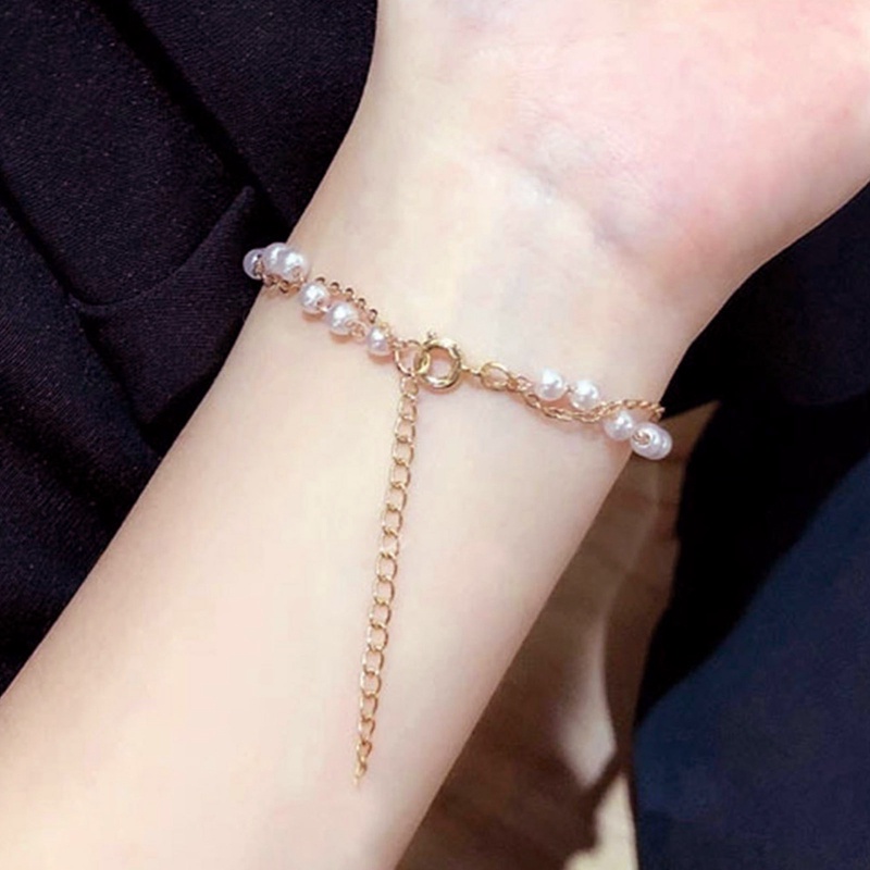 Vòng Tay Hai Lớp Đính Ngọc Trai Thời Trang Thanh Lịch Dành Cho Nữ