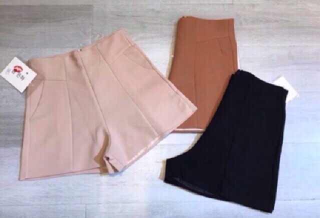 Quần short nữ cạp liền khóa lưng, quần đùi cạp cao nhiều màu chất tuyết mưa