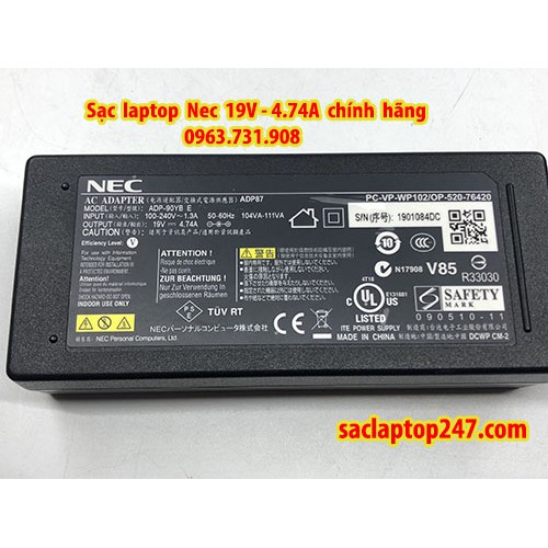Sạc laptop Nec 19V 4.74A chính hãng thumbnail