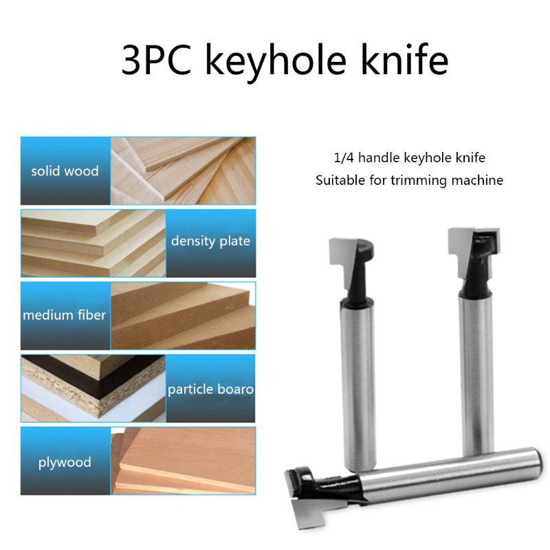 Bộ 3 Đầu Vít Định Tuyến Trục T 1 / 4 Inch 6mm Hình Lục Giác Cho Máy Khoan Lỗ Chìa Khóa
