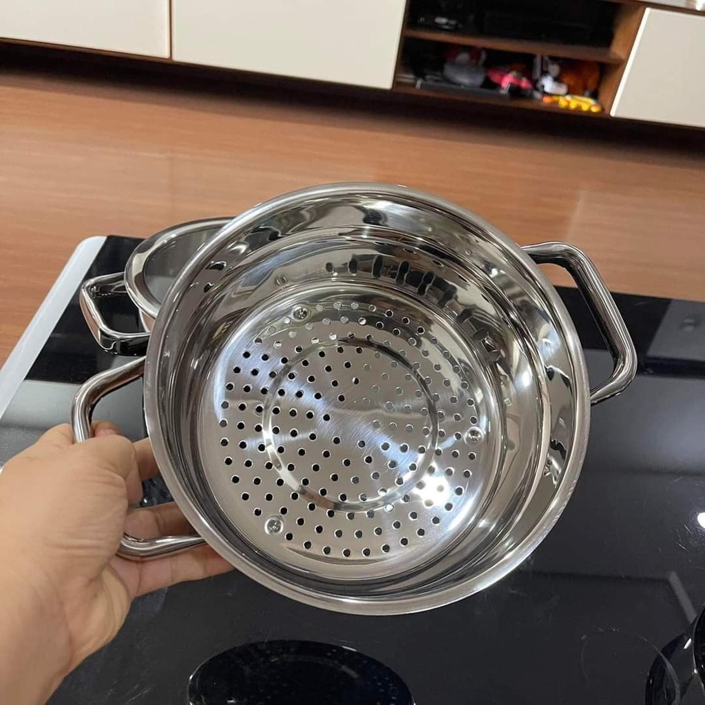 Nồi hấp tròn Dampfer WMF 20cm chất liệu thép Cromargan không gỉ, hàng Đức chính hãng