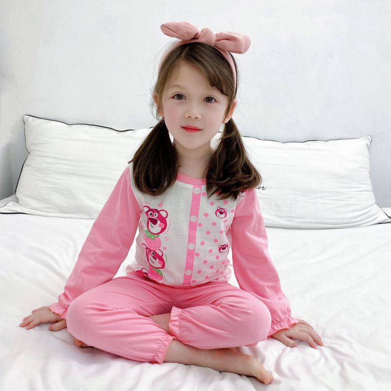 Bộ Đồ Ngủ Dài Tay In Hoạt Hình Thời Trang Mùa Hè Cho Bé Gái Se7en