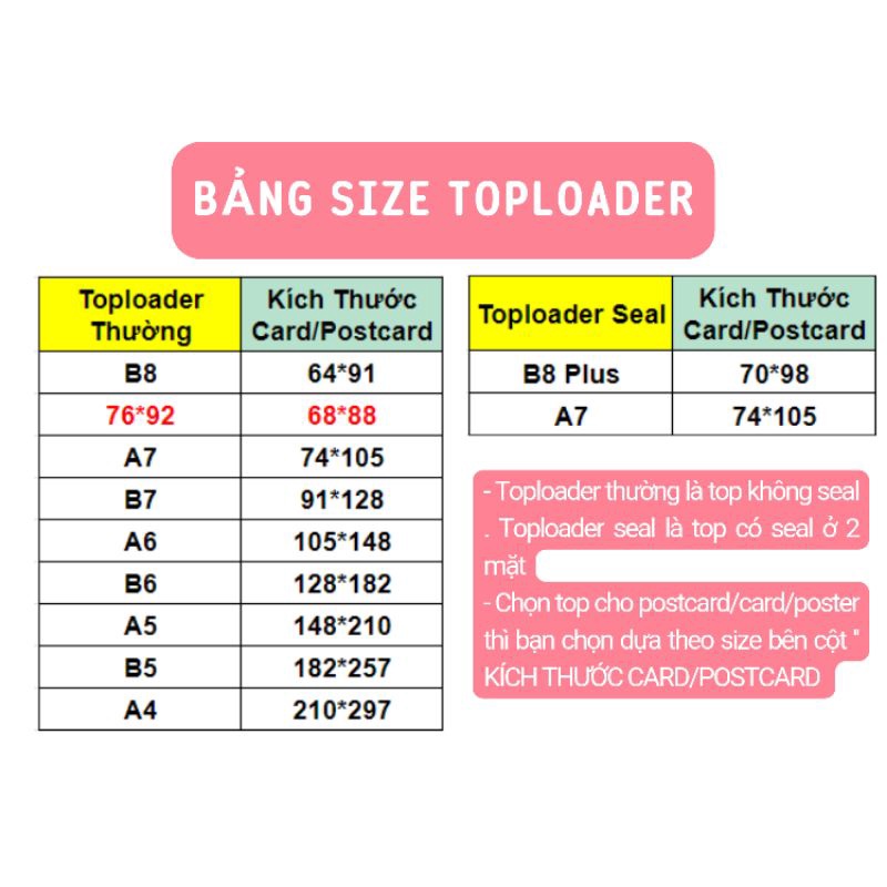 (SEAL) Toploader B8 Seal Đựng Photocard Kpop, Thẻ Bài Pokemon