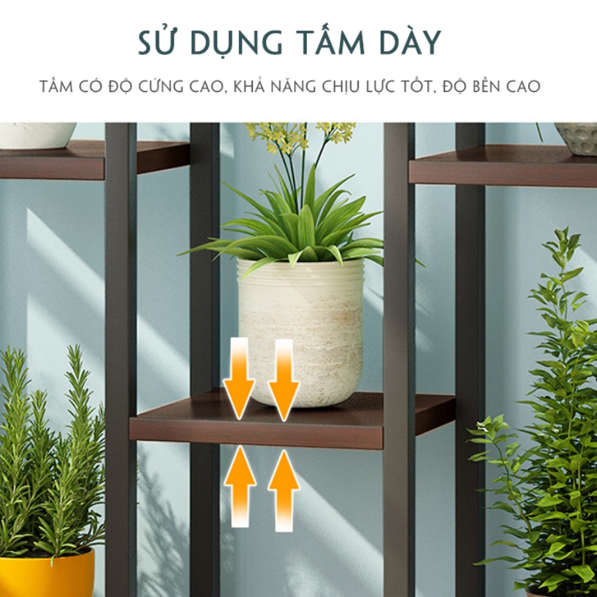 Kệ để chậu hoa, kệ trang trí ban công phòng khách bậc thang, kệ hoa phòng khách gỗ tự nhiên phong cách Bắc Âu