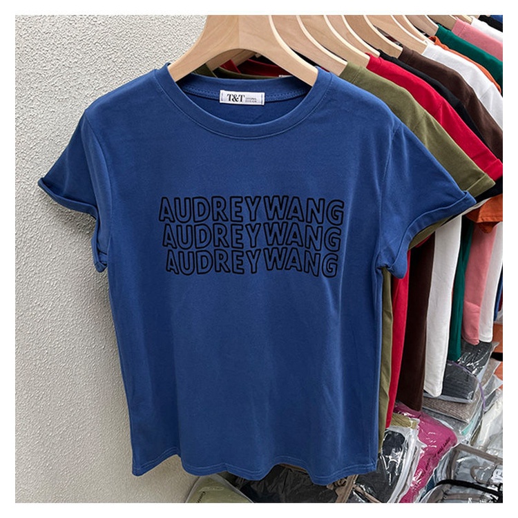 Áo thun tay ngắn cổ tròn in chữ trẻ trung dành cho nữ