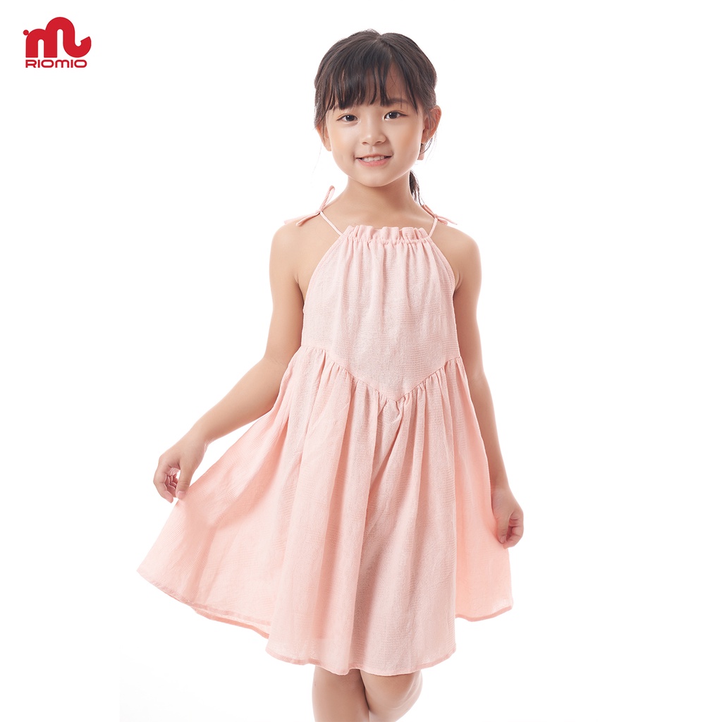 Đầm công chúa bé gái 2 dây dáng suông RIOMIO cho trẻ em 2-8 tuổi (15-30kg) vải boi in hoa nổi - RV112