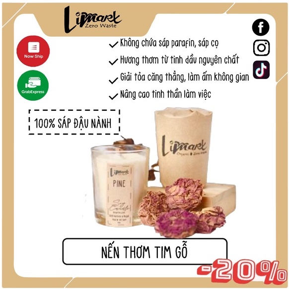 Nến Thơm Tim Gỗ Sáp Đậu Nành-Có Thể Refill Limart