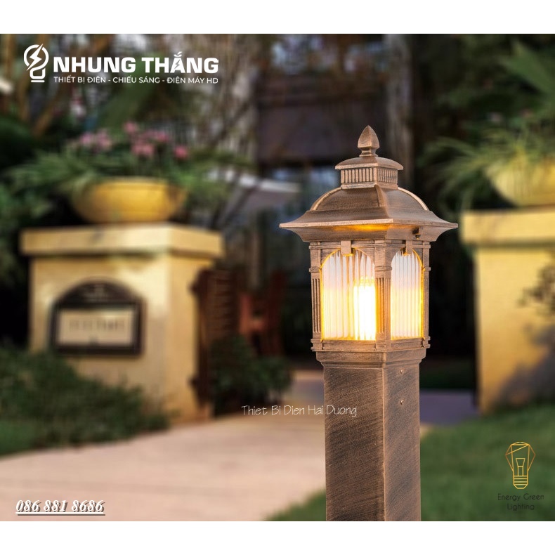 Đèn Cột Trang Trí Sân Vườn Cổ Điển DSV-1172 Chống Nước - Chiều Cao 62cm - Cắm Điện 220V - Kèm Bóng G45 - Bảo Hành 1 Năm