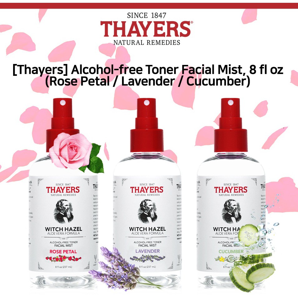 Nước Hoa Hồng se khít lỗ chân lông Dạng Xịt khoáng Thayers Toner Facial Mist 237ml