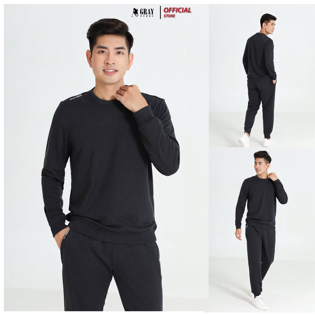 Bộ quần áo nỉ nam mặc nhà GRAYHOMME chất Cotton cao cấp, mềm mịn không bai xù, giữ ấm tốt - BN006