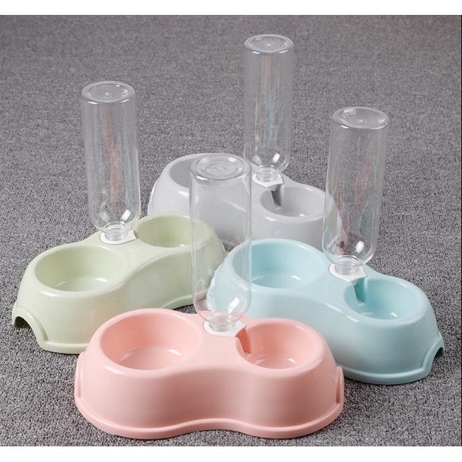 Bát ăn đôi kèm Bình Nước Tự Động khay ăn chén ăn cho chó mèo