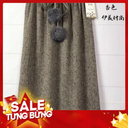 FREE SHIP đơn 200k Chân váy len xoè dáng dài kèm đai - Siêu HOT
