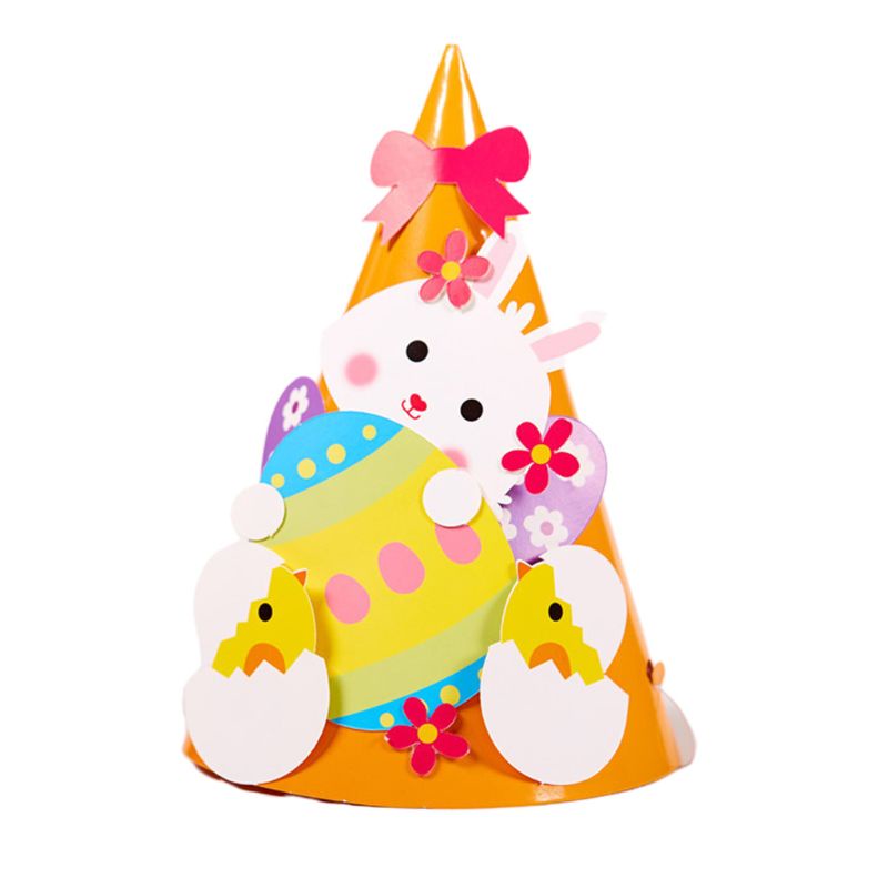 Mũ Giấy Hình Nón Vành Tròn Họa Tiết Hoạt Hình Dễ Thương Làm Đồ Thủ Công DIY Cho Bé