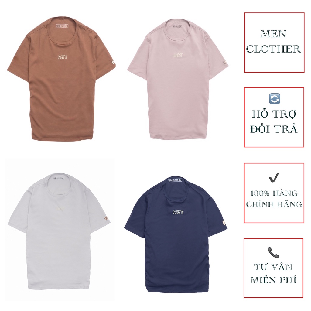 Áo Phông Cổ Tròn Cộc Tay Trơn Basic Chất Vải Co Dãn 4 Chiều Mềm Mại In Chữ ART Thời Trang MENCLOTHER