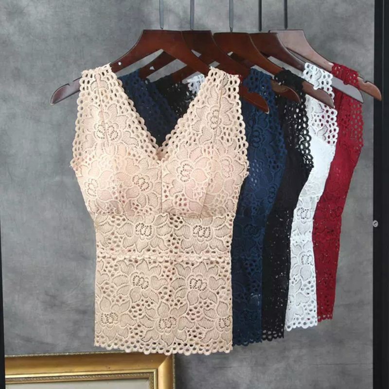 [Mã FASHIONT4WA2 giảm 10K đơn 50K] ÁO BRA REN LƯỚI CỔ V CAO CẤP