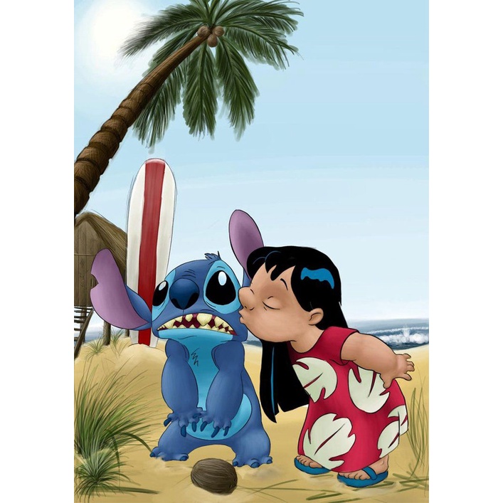 Bộ tranh đính đá 5d họa tiết hoạt hình Stitch Li Luo độc đáo diy dùng trang trí nhà cửa