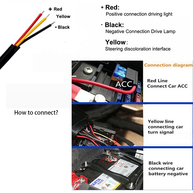 2 Dải Đèn LED DRL Ánh Sáng Trắng / Vàng 12V Chống Nước Linh Hoạt Cho Xe Hơi