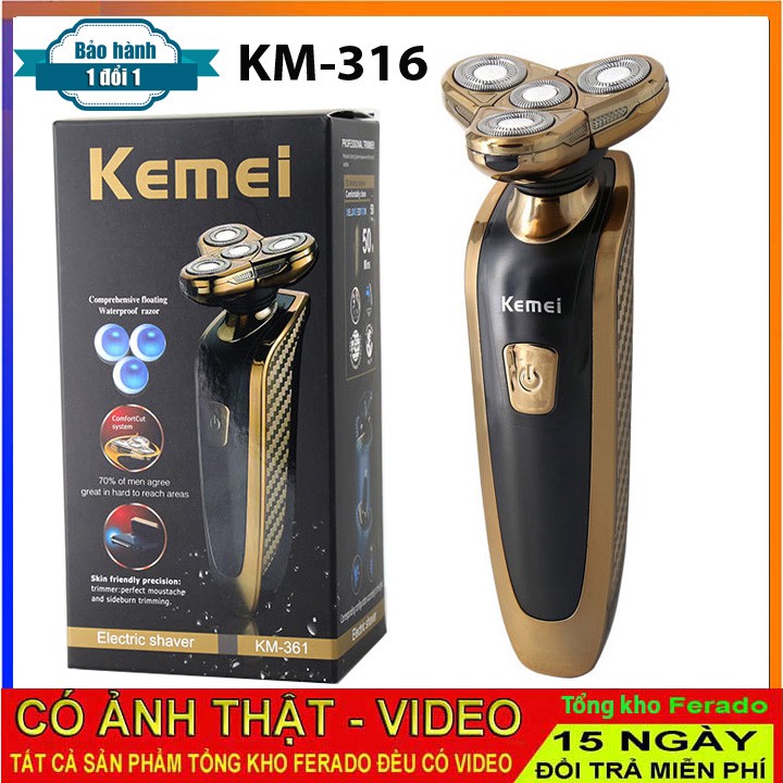 Máy cạo 4 lưỡi tròn cao cấp KM-361