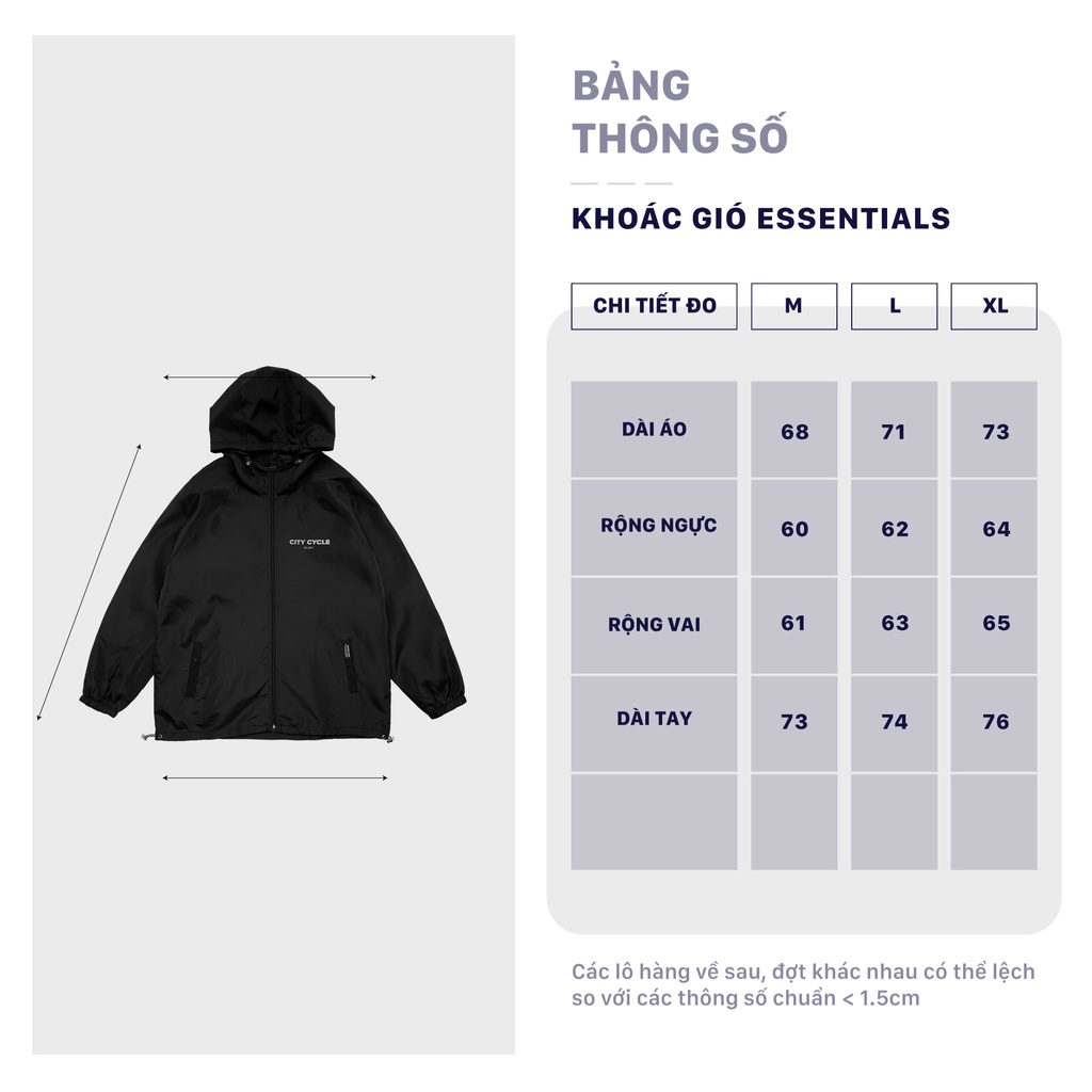 Áo khoác essentials phản quang City Cycle - Áo khoác gió dù unisex form rộng hàng Local Brand