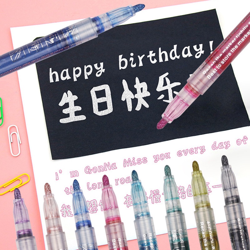 Set 8 / 12 Bút Đánh Dấu Hai Đầu Màu Sắc Huỳnh Quang Đặc Biệt