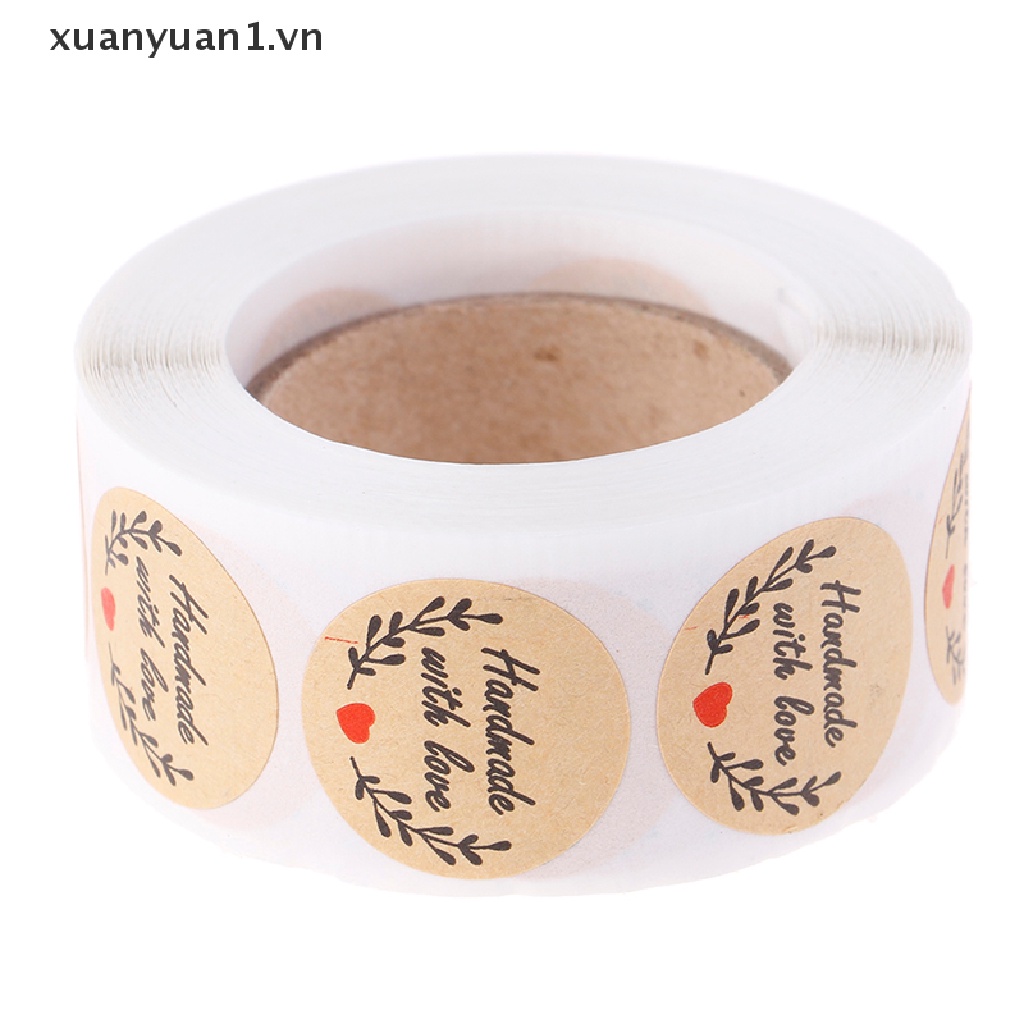 Set 500 Miếng Dán In Chữ Handmade With Love you Độc Đáo Dùng Trang Trí Tiệc Tiện Dụng