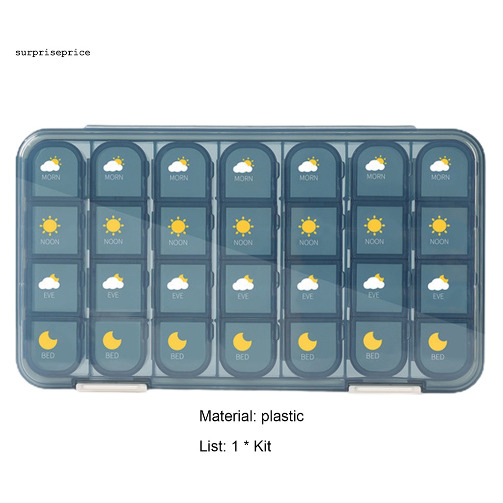 SPA Lidded Pill Holder 7-day Vitamin Pills Organizer Reusable Household Supplies